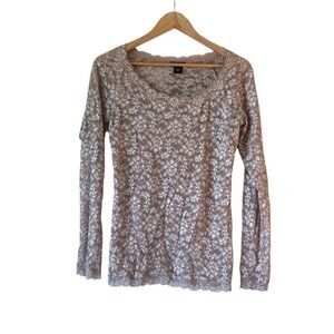 Moda International Lace Top Long Sleeve Elegant Party Y2K Blouse Medium‎